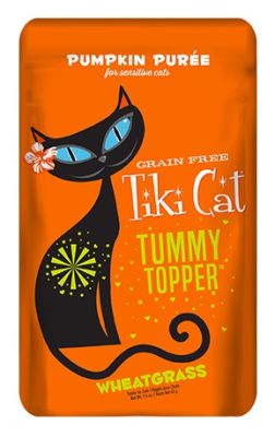 Tiki Cat Tummy Topper Pumpkin Puree & Wheatgrass Cat Food Pouches 12 x 1.5oz