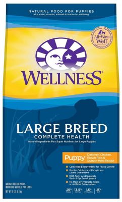 Wellness Large Breed Complete Health Puppy Deboned Chicken, Brown Rice & Salmon Meal Dry Dog Food 30 lbs