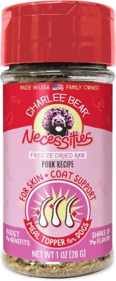 Charlee Bear Necessities Freeze-Dried Raw Pork Recipe for Skin + Coat Support Meal Topper for Dogs