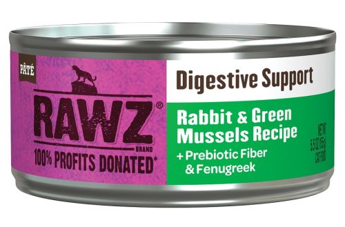 RAWZ Digestive Support Rabbit and Green Mussels Canned Cat Food 24 x 5.5oz