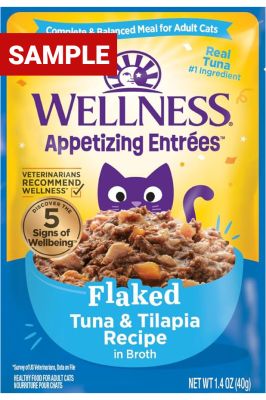 Wellness Appetizing Entrees Flaked Tuna and Tilapia Recipe Cat Food Pouches - Sample