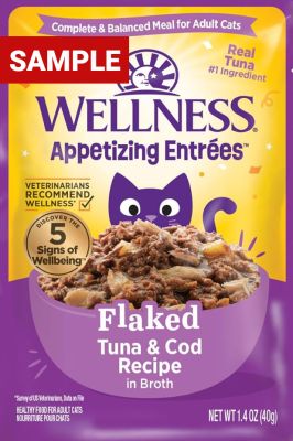 Wellness Appetizing Entrees Flaked Tuna and Cod Recipe Cat Food Pouches - Sample