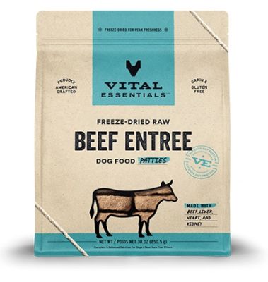 Vital Essentials Beef Entree Patties Freeze Dried Raw Dog Food - 30oz
