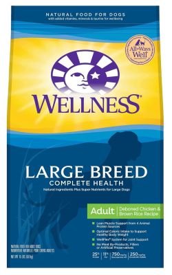 Wellness Large Breed Complete Health Adult Deboned Chicken & Brown Rice Dry Dog Food 30 lbs 
