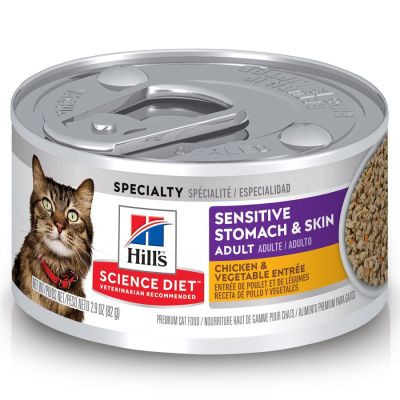 Hill's Science Diet Sensitive Stomach & Skin Chicken & Vegetable Entree Canned Cat Food - 24 x 2.9oz
