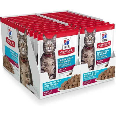 Hill's Science Diet Adult Tender Ocean Fish Dinner Pouch Cat Food - 24 x 2.8oz