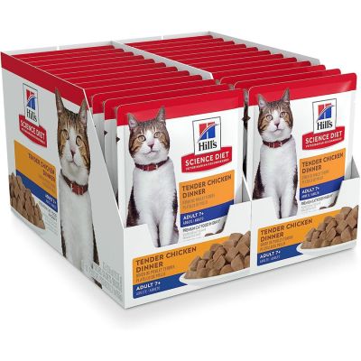 Hill's Science Diet Adult 7+ Tender Chicken Dinner Pouch Cat Food - 24 x 2.8oz