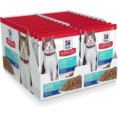 Hill's Science Diet Adult 7+ Tender Tuna Dinner Pouch Cat Food - 24 x 2.8oz
