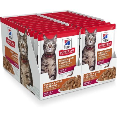 Hill's Science Diet Adult Turkey & Liver Casserole Pouch Cat Food - 24 x 2.8oz