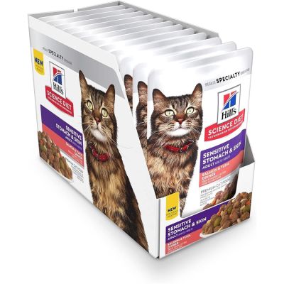 Hill's Science Diet Sensitive Stomach & Skin Salmon & Tuna Dinner Pouch Cat Food - 24 x 2.8oz