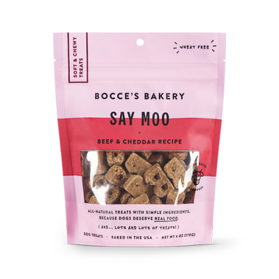 Bocce's Bakery Say Moo Beef & Cheddar Recipe Soft & Chewy Dog Treats 6oz