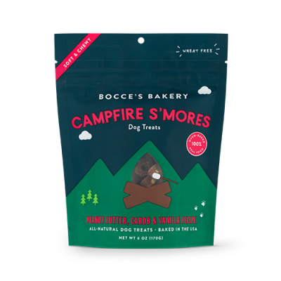 Bocce's Bakery Campfire S'mores Peanut Butter, Carob & Vanilla Recipe Soft & Chewy Dog Treats 6oz