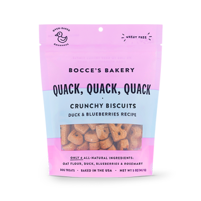 Bocce's Bakery Quack, Quack, Quack Duck & Blueberries Recipe Crunchy Biscuits for Dogs - 5oz