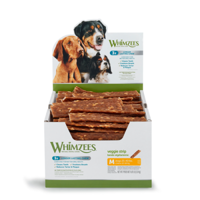 Whimzees Veggie Strip Dental Dog Treats in Bulk Case - Medium 75 ct