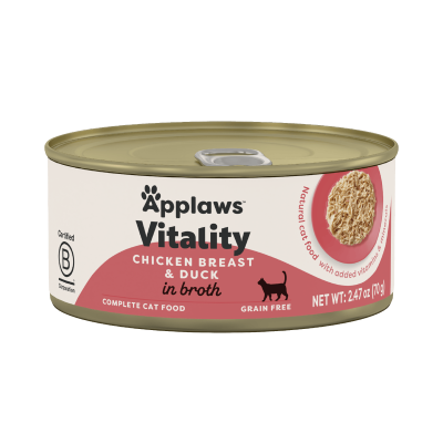 Applaws Vitality Chicken Breast with Duck In Broth Canned Cat Food - 12x5.5oz
