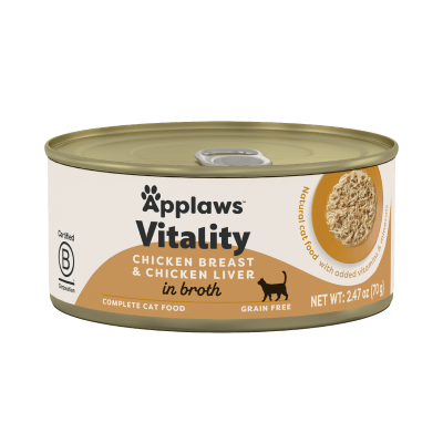 Applaws Vitality Chicken Breast & Chicken Liver In Broth Canned Cat Food - 24x2.47