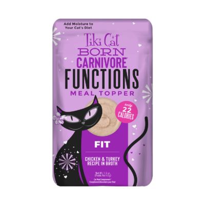 Tiki Cat Born Carnivore Functions Fit Chicken & Turkey Recipe in Broth Wet Cat Food Topper 12 x 1.5oz