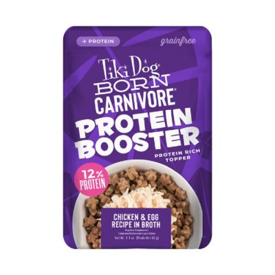 Tiki Dog Born Carnivore Protein Booster Chicken and Egg Recipe in Broth Topper for Dogs 12 x 2.1oz