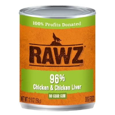 RAWZ 96% Chicken and Chicken Liver Canned Dog Food 12 x 12.5 oz