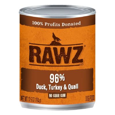 RAWZ 96% Duck, Turkey and Quail Canned Dog Food 12 x 12.5 oz
