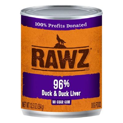 RAWZ 96% Duck and Duck Liver Canned Dog Food 12 x 12.5 oz