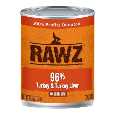 RAWZ 96% Turkey and Turkey Liver Canned Dog Food 12 x 12.5 oz