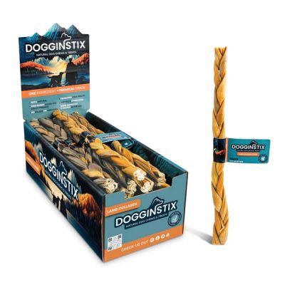 DOGGINSTIX Braided Lamb Collagen 12" - 20ct