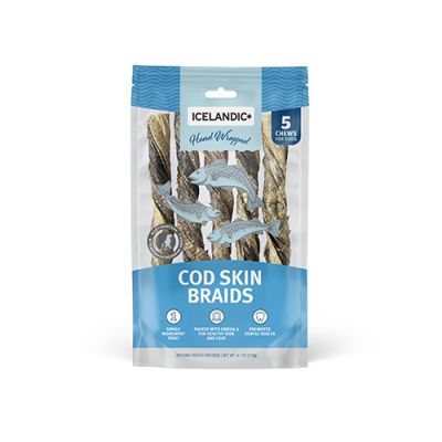 Icelandic+ Cod Skin Braids Crunchy Dog Treats - 5 ct
