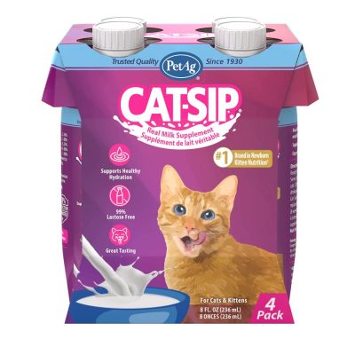 PetAg Cat-Sip Real Milk Supplements for Cats & Kittens 4 x 8oz