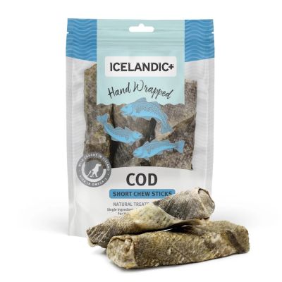 Icelandic+ Hand Wrapped Cod Skin Short Chew 5" Dehydrated Dog Treats