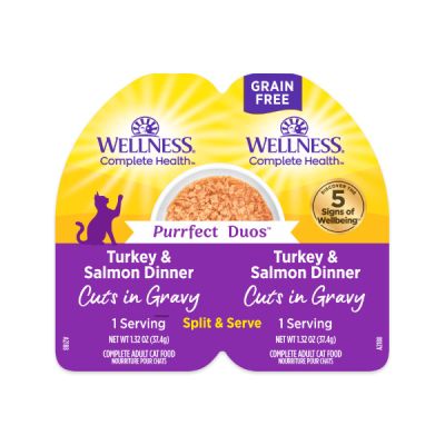 Wellness Complete Health Purrfect Duos Turkey & Salmon Dinner Cuts in Gravy Wet Cat Food - 12 x 2.64oz