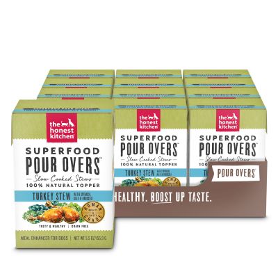 The Honest Kitchen Superfood POUR OVERS Turkey Stew Wet Dog Food Topper 12x5.5oz