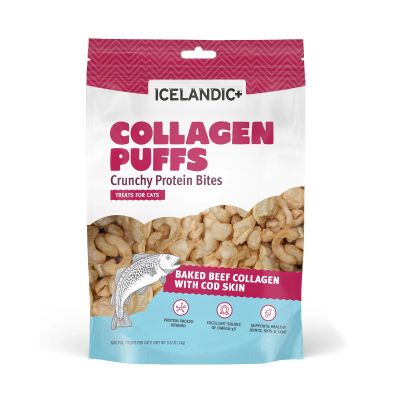 Icelandic+ Collagen Puffs Baked Beef Collagen with Cod Skin Crunchy Protein Bites Cat Treats 0.5oz