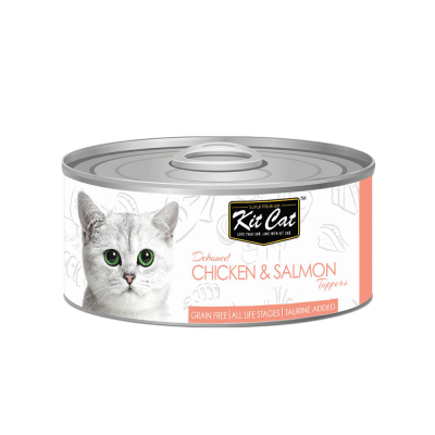 Kit Cat Deboned Chicken & Salmon Topper Canned Cat Food - 24x80g - - BB Date: July 2026