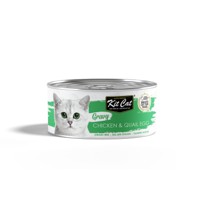 Kit Cat Gravy Chicken & Quail Egg Canned Cat Food - 24x70g