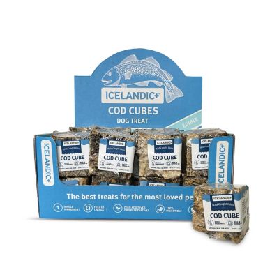 Icelandic+ Cod Skin Large Cube Crunchy Dog Treat in Bulk Case - 24 ct