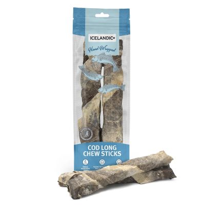 Icelandic+ Cod Long Chew Sticks 10" Dehydrated Dog Treats