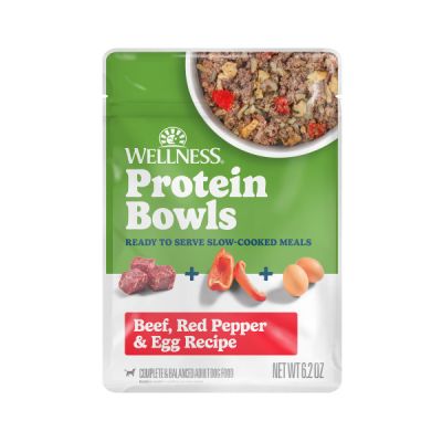 Wellness Protein Bowls Beef, Red Pepper & Egg Recipe Dog Food Pouches - 12 x 6.2oz