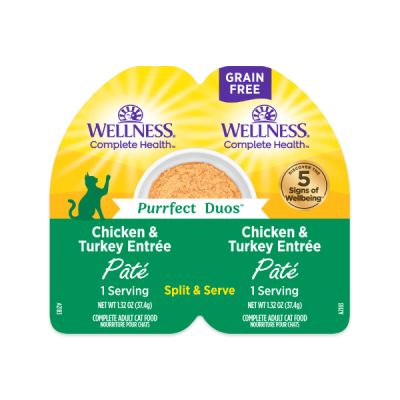 Wellness Complete Health Purrfect Duos Chicken & Turkey Entree Pate Wet Cat Food - 12 x 2.64oz