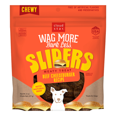 Cloud Star Wag More Bark Less Sliders Beef Cheeseburger Recipe Dog Treats - 8oz