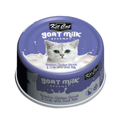 Kit Cat Boneless Chicken Shreds & Crab With Goat Milk Canned Cat Food - 24x70g