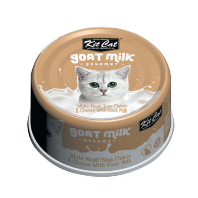 Kit Cat White Meat Tuna Flakes & Cheese With Goat Milk Canned Cat Food - 24x70g