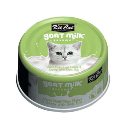 Kit Cat White Meat Tuna Flakes & Shrimp With Goat Milk Canned Cat Food - 24x70g