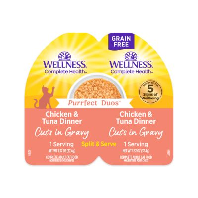 Wellness Complete Health Purrfect Duos Chicken & Tuna Dinner Cuts in Gravy Wet Cat Food - 12 x 2.64oz
