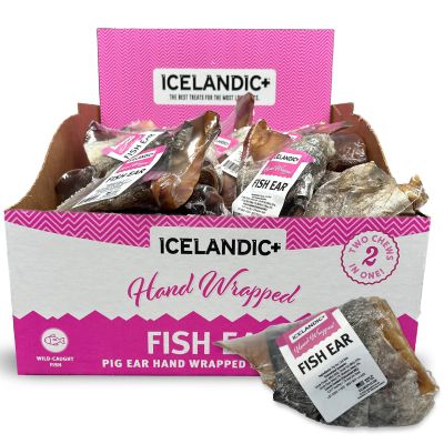 Icelandic+ Cod Skin Wrapped Pig Ear Dehydrated Dog Treats In Bulk Box - 30 pack