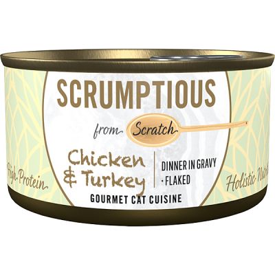 Scrumptious From Scratch Flaked Chicken & Turkey Dinner In Gravy Canned Cat Food - 24 x 79g