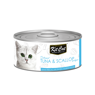 Kit Cat Deboned Tuna & Scallop Toppers Canned Cat Food - 24x80g