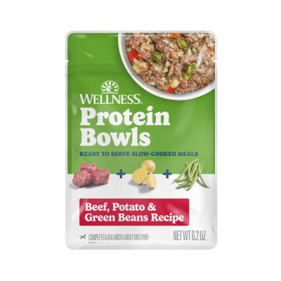 Wellness Protein Bowls Beef, Potato & Green Beans Recipe Dog Food Pouches - 12 x 6.2oz