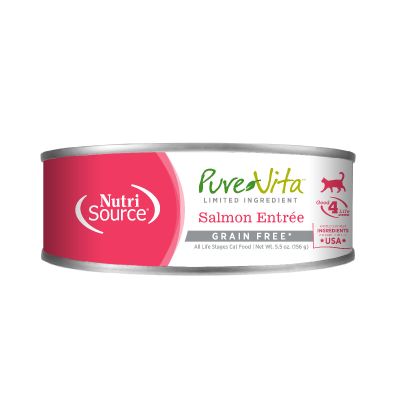 NutriSource PureVita Limited Ingredient Salmon Entree Grain Free Canned Cat Food - 12 x 5.5oz