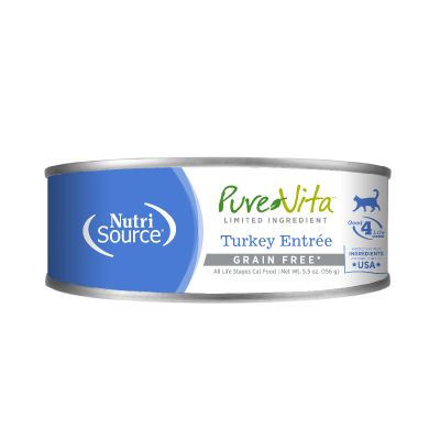 NutriSource PureVita Limited Ingredient Turkey Entree Grain Free Canned Cat Food - 12 x 5.5oz
